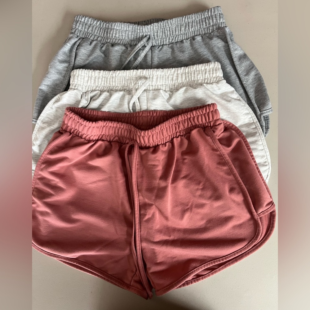 Set of 3. Women's Casual Shorts - Pink, Gray, and Light Gray
